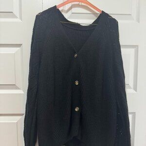 Black Knit Button-Up Cardigan – Women’s Size Large